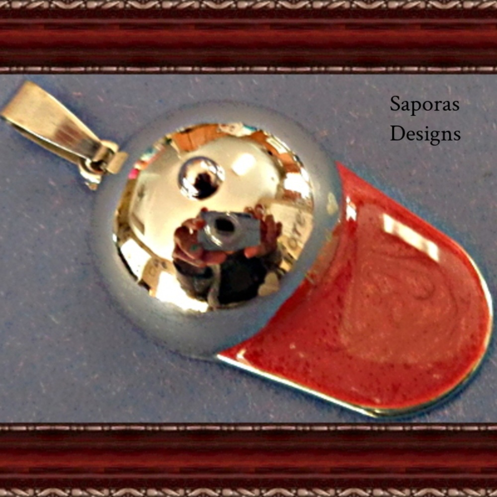 Silver Tone & Red Baseball Cap Design Charm